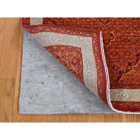 Fine Oriental Wool Hand Knotted Rug Orange Ivory 2.9X11.10 -O087308