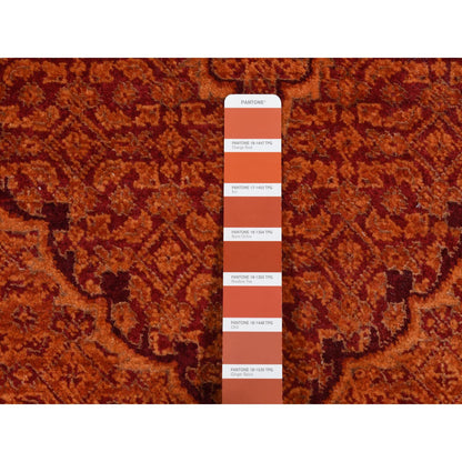 Fine Oriental Wool Hand Knotted Rug Orange Ivory 2.9X11.10 -O087308
