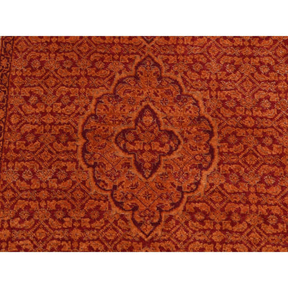 Fine Oriental Wool Hand Knotted Rug Orange Ivory 2.9X11.10 -O087308