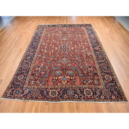Heriz Wool Hand Knotted Rug Red Blue 9.4X12.10 -O087310
