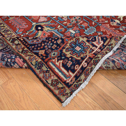 Heriz Wool Hand Knotted Rug Red Blue 9.4X12.10 -O087310