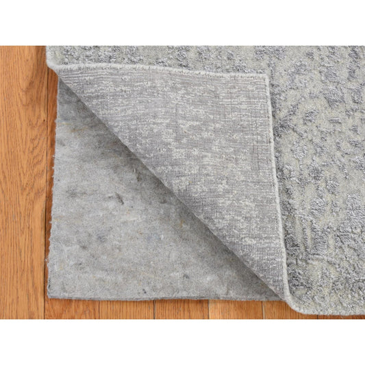 Hand-Loomed Wool & Silk Hand Loomed Rug Grey Gray 2.5X6.0 -O087324