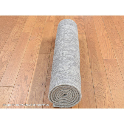 Hand-Loomed Wool & Silk Hand Loomed Rug Grey Gray 2.5X6.0 -O087324
