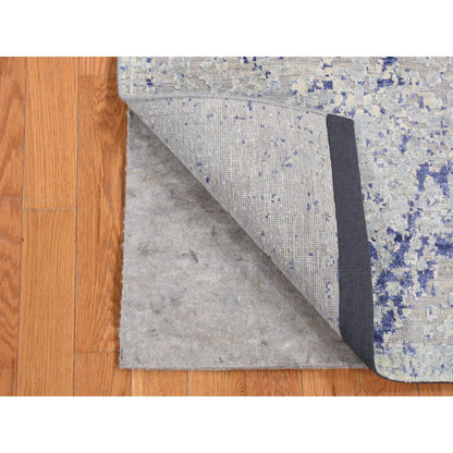 Transitional Wool & Silk Hand Knotted Rug Grey No Border 2.5X6.1 -O087325