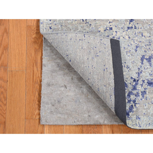 Transitional Wool & Silk Hand Knotted Rug Grey No Border 2.5X6.1 -O087325