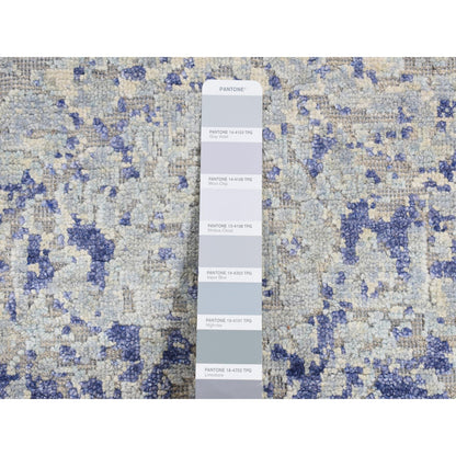 Transitional Wool & Silk Hand Knotted Rug Grey No Border 2.5X6.1 -O087325