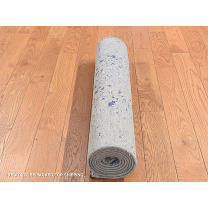Transitional Wool & Silk Hand Knotted Rug Grey No Border 2.5X6.1 -O087325