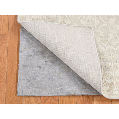 Modern and Contemporary Wool & Silk Hand Knotted Rug Ivory No Border 2.5X6.0 -O087326