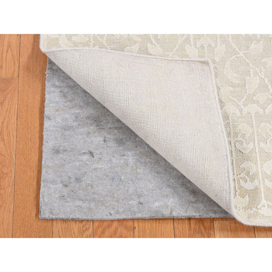 Modern and Contemporary Wool & Silk Hand Knotted Rug Ivory No Border 2.5X6.0 -O087326