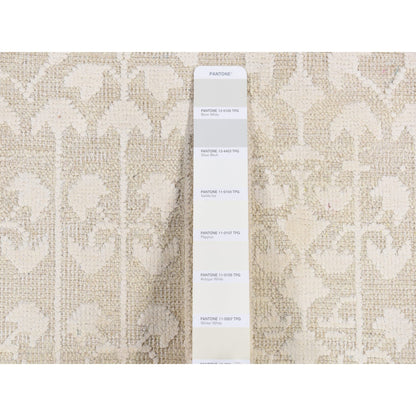 Modern and Contemporary Wool & Silk Hand Knotted Rug Ivory No Border 2.5X6.0 -O087326