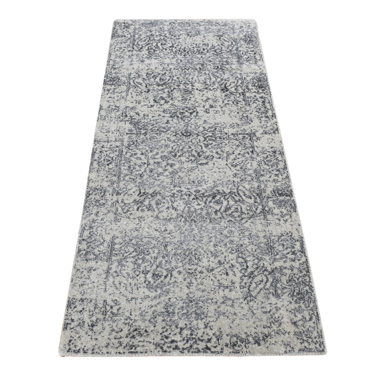 Gray 2'5" x 6'1" Transitional Handloom Wool/Silk Rug - Sku: O087328