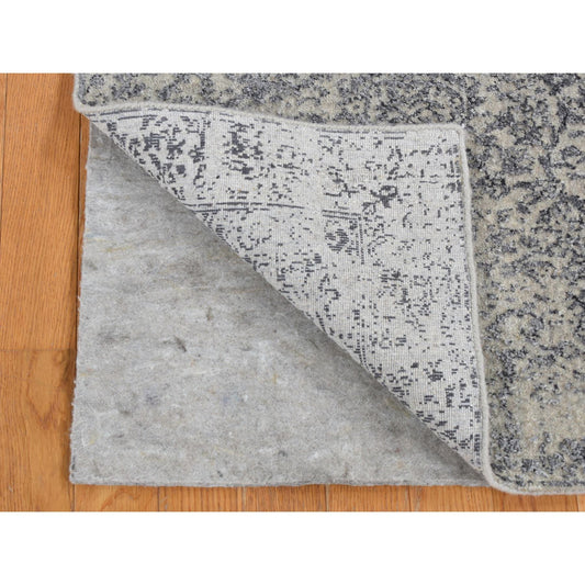 Transitional Wool & Silk Hand Loomed Rug Grey No Border 2.5X6.1 -O087328