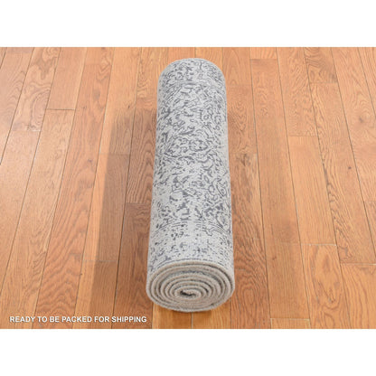 Transitional Wool & Silk Hand Loomed Rug Grey No Border 2.5X6.1 -O087328
