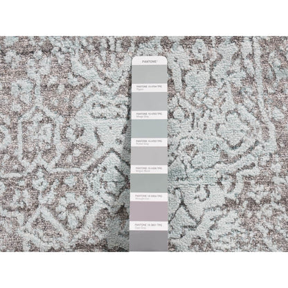 Transitional Wool & Silk Hand Knotted Rug Green No Border 2.6X5.8 -O087329