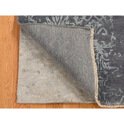 Transitional Wool & Silk Hand Knotted Rug Grey No Border 2.6X6.9 -O087330