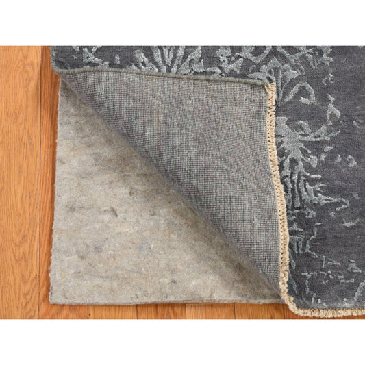 Transitional Wool & Silk Hand Knotted Rug Grey No Border 2.6X6.9 -O087330