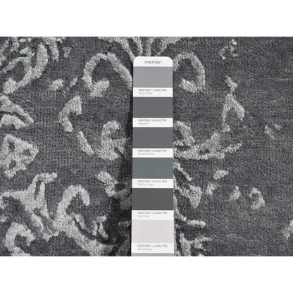 Transitional Wool & Silk Hand Knotted Rug Grey No Border 2.6X6.9 -O087330