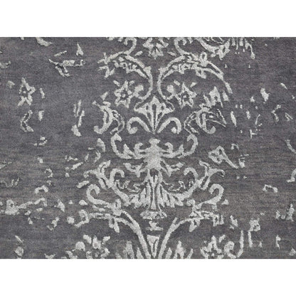 Transitional Wool & Silk Hand Knotted Rug Grey No Border 2.6X6.9 -O087330