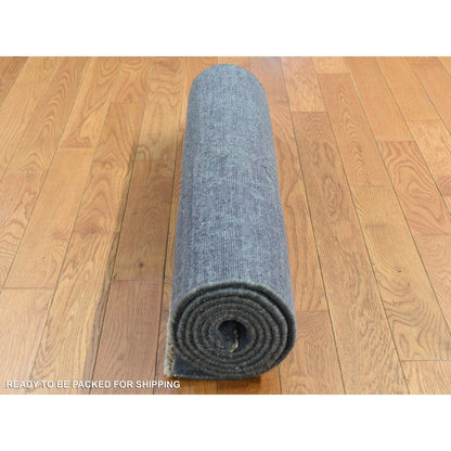 Transitional Wool & Silk Hand Knotted Rug Grey No Border 2.6X6.9 -O087330