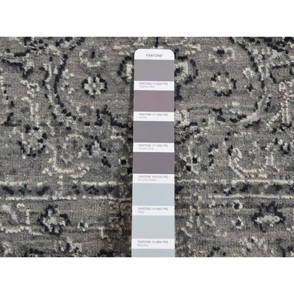 Transitional Wool & Silk Hand Knotted Rug Grey No Border 2.6X6.0 -O087331