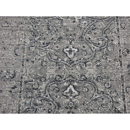 Transitional Wool & Silk Hand Knotted Rug Grey No Border 2.6X6.0 -O087331