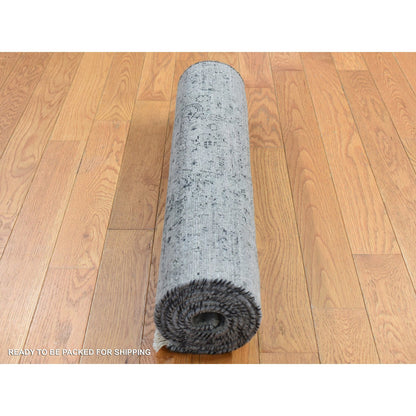 Transitional Wool & Silk Hand Knotted Rug Grey No Border 2.6X6.0 -O087331