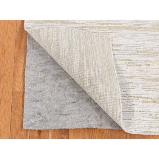 Modern and Contemporary Wool & Silk Hand Knotted Rug Ivory No Border 2.6X6.5 -O087332