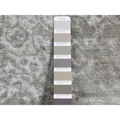 Transitional Wool & Silk Hand Knotted Rug Grey No Border 2.7X6.0 -O087333
