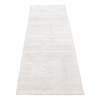 Modern and Contemporary Wool & Silk Hand Knotted Rug Ivory No Border 2.6X6.5 -O087335