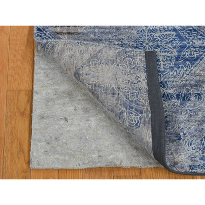 Transitional Wool & Silk Hand Knotted Rug Blue No Border 2.6X6.0 -O087337
