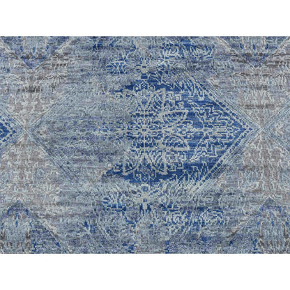 Transitional Wool & Silk Hand Knotted Rug Blue No Border 2.6X6.0 -O087337