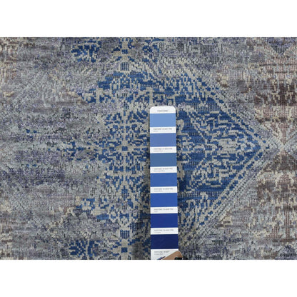 Transitional Wool & Silk Hand Knotted Rug Blue No Border 2.6X6.0 -O087337