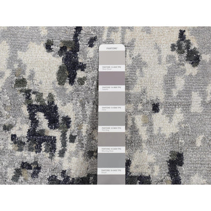 Modern and Contemporary Wool & Silk Hand Knotted Rug Black No Border 2.7X6.2 -O087339