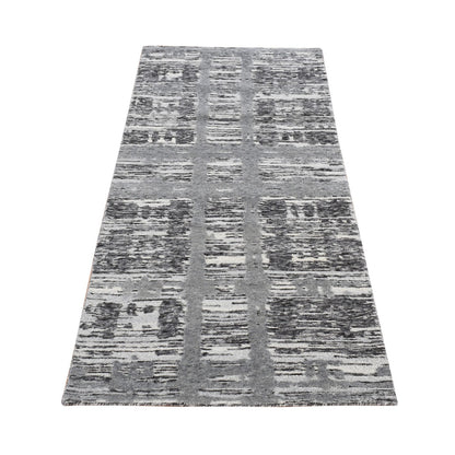 Modern and Contemporary Wool Hand Knotted Rug Grey No Border 2.7X6.0 -O087340