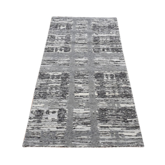 Modern and Contemporary Wool Hand Knotted Rug Grey No Border 2.7X6.0 -O087340