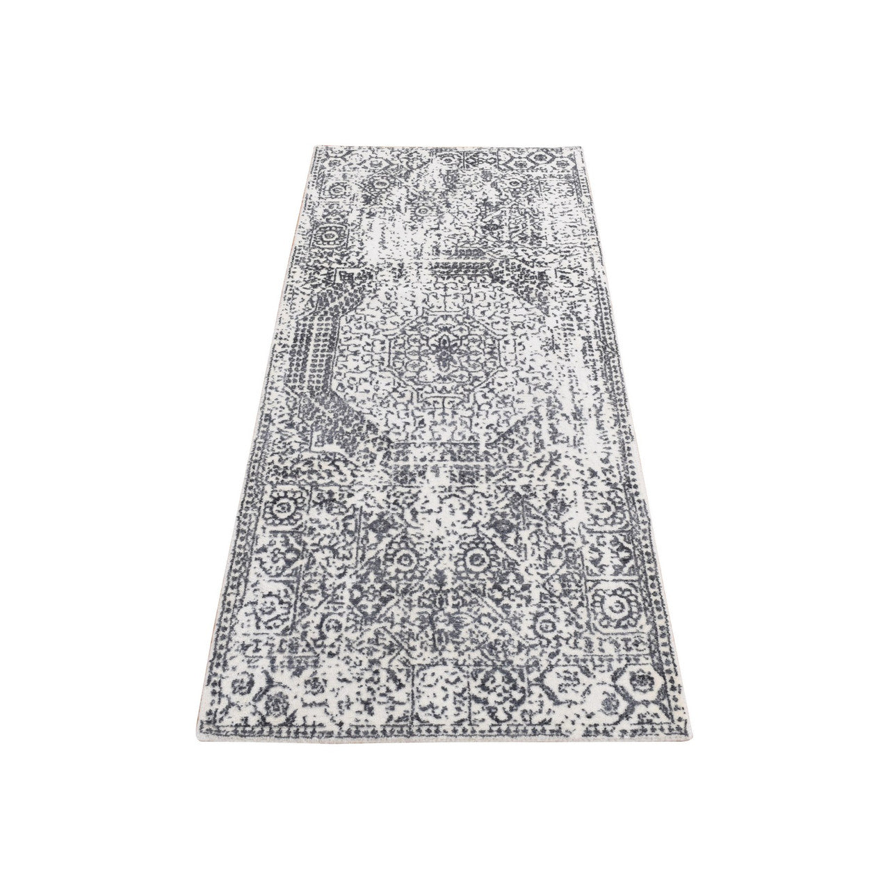 Black 2'5" x 5'10" Mamluk & Art Handloom Wool/Silk Rug - Sku: O087341