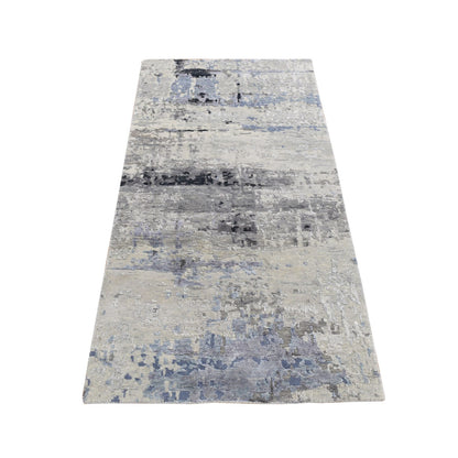 Modern and Contemporary Wool & Silk Hand Knotted Rug Grey No Border 2.7X5.9 -O087345