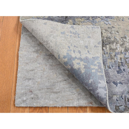 Modern and Contemporary Wool & Silk Hand Knotted Rug Grey No Border 2.7X5.9 -O087345