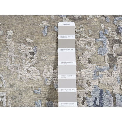 Modern and Contemporary Wool & Silk Hand Knotted Rug Grey No Border 2.7X5.9 -O087345