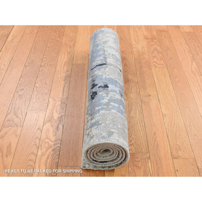 Modern and Contemporary Wool & Silk Hand Knotted Rug Grey No Border 2.7X5.9 -O087345