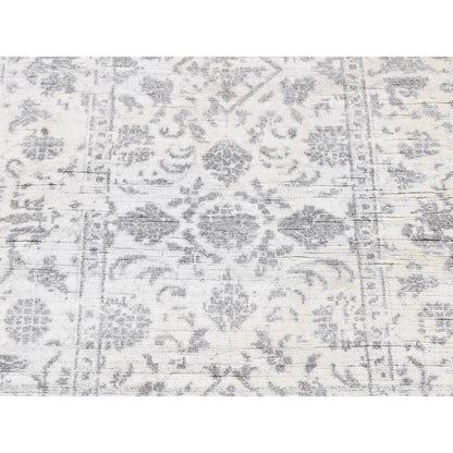 Transitional Wool & Silk Hand Knotted Rug Ivory No Border 2.6X6.0 -O087346