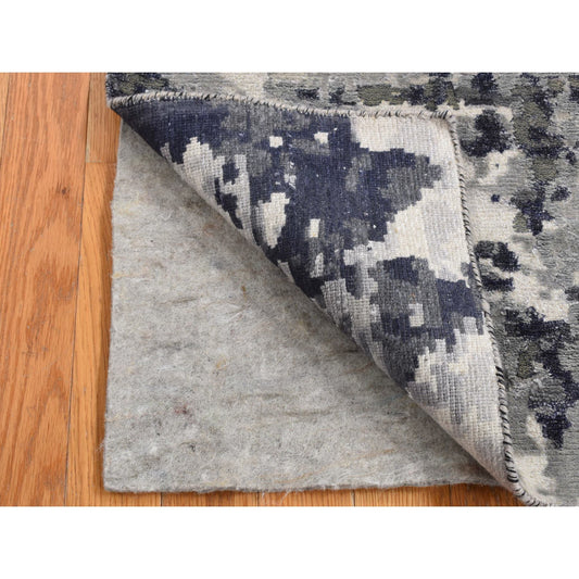 Modern and Contemporary Wool & Silk Hand Knotted Rug Black No Border 2.7X5.9 -O087347