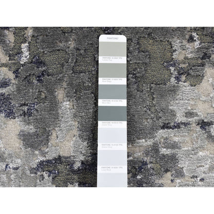 Modern and Contemporary Wool & Silk Hand Knotted Rug Black No Border 2.7X5.9 -O087347