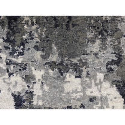 Modern and Contemporary Wool & Silk Hand Knotted Rug Black No Border 2.7X5.9 -O087347