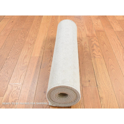 Modern and Contemporary Wool & Silk Hand Knotted Rug Ivory No Border 2.5X6.0 -O087348