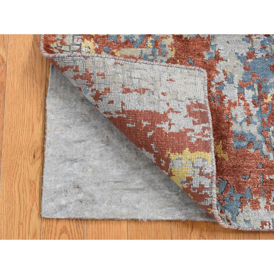 Modern and Contemporary Wool & Silk Hand Knotted Rug Grey No Border 2.6X5.10 -O087351