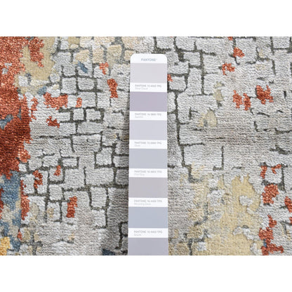 Modern and Contemporary Wool & Silk Hand Knotted Rug Grey No Border 2.6X5.10 -O087351