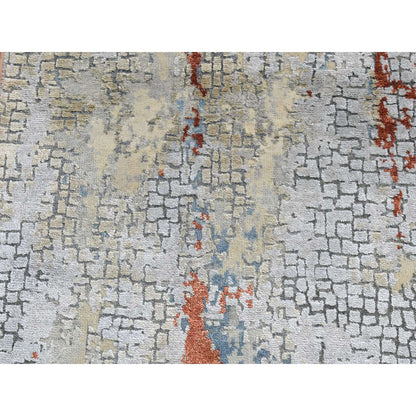 Modern and Contemporary Wool & Silk Hand Knotted Rug Grey No Border 2.6X5.10 -O087351