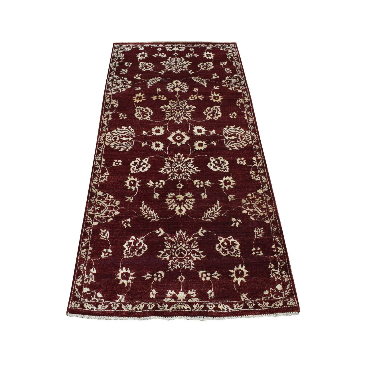 Red 2'8" x 6'0" Transitional Hand knotted Wool Rug - Sku: O087354
