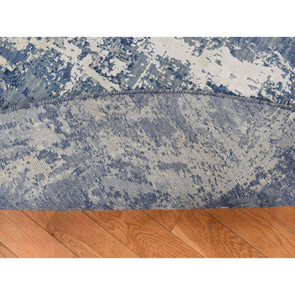 Modern and Contemporary Wool & Pure Silk Hand Knotted Rug Blue No Border 8.1X8.1 -O087356